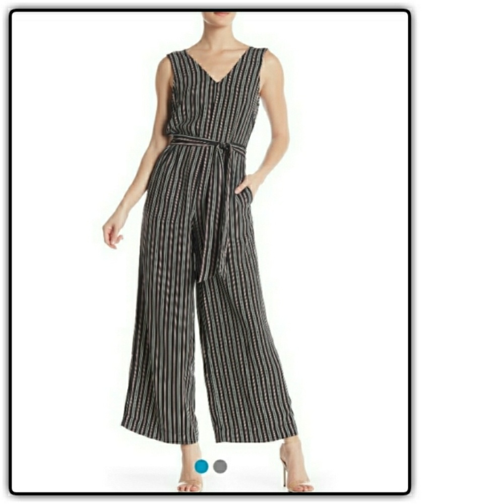 NWT Max Studio Stripe Crepe Jumpsuit XL - Picture 1 of 5
